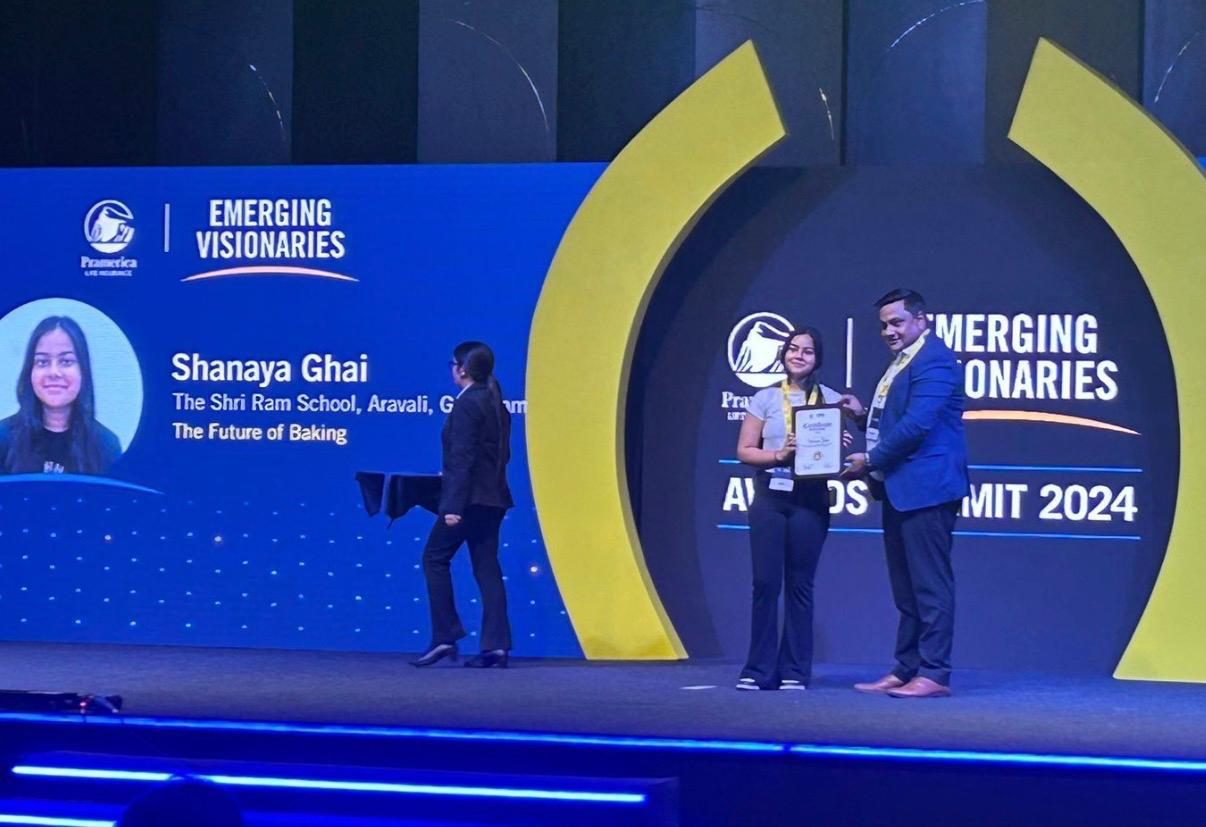 Shanaya Ghai on stage at the Emerging Visionaries summit